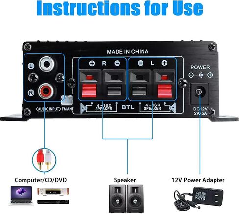 Mini HiFi Digital Bluetooth Audio Power Amplifier 2 Channel Wireless Bluetooth Stereo Audio Amplifier in Kuwait