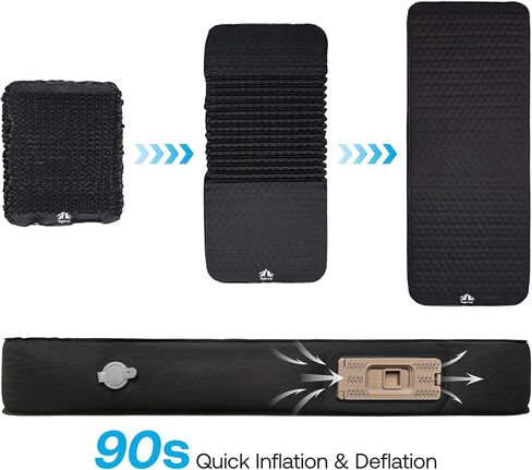 Night Cat Inflatable Sleeping Pad: Built in Electric Pump 4" Thick Foam Black Camping Sleeping Pads for Travel Car Camping in Kuwait