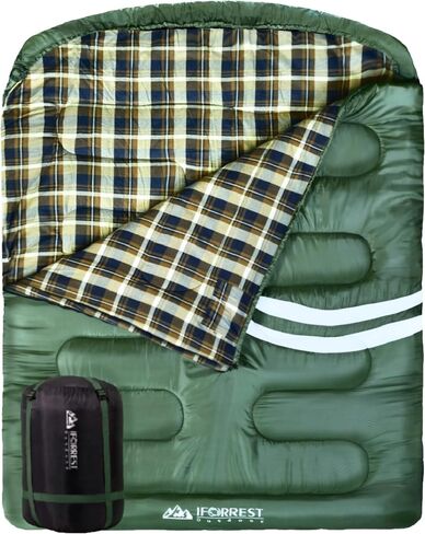 IFORREST Cotton Flannel Double Sleeping Bag for Adults - 10°F 2 Person Extra-Wide & Warm Cold Weather Camping Bed - Queen Size XXL in Kuwait