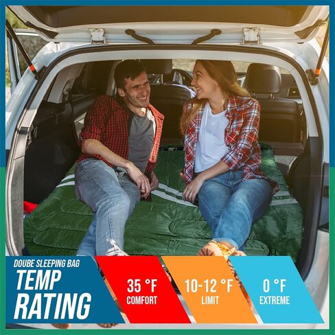 IFORREST Cotton Flannel Double Sleeping Bag for Adults - 10°F 2 Person Extra-Wide & Warm Cold Weather Camping Bed - Queen Size XXL in Kuwait