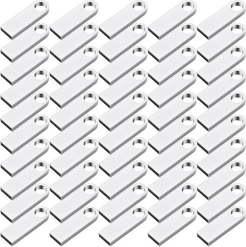Fabbay 50 Packs 2.0 Flash USB Drives Bulk Waterproof Flash Thumb Drives Memory Pen Stick Small Mini Zinc Alloy Design for PC Computer Laptop Office School Data Storage Silver(2 Gb) in Kuwait