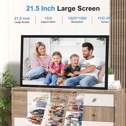 Large Digital-Photo-Frame 21.5" WiFi Picture-Frame - 32GB Digital Picture Frame, 1920x1080 FHD IPS Panel, Wall Mountable, Sync Smartphone Screen, Share Photos Videos via App Email, Gift for Mom Dad in Kuwait