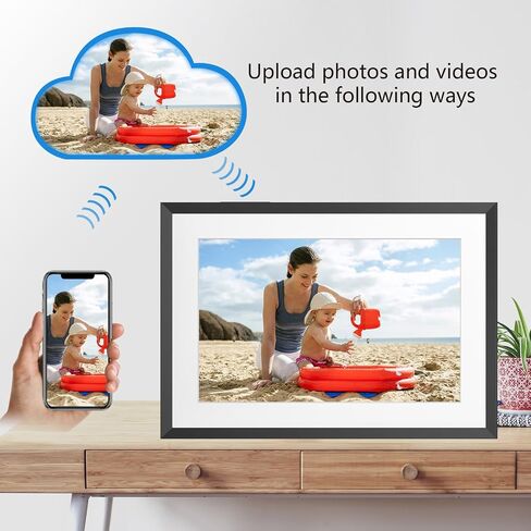 10.1" WiFi Digital Picture Frame YENOCK 32GB Smart Photo Frame IPS LCD Touch Screen Auto-Rotation Share Photos/Videos Instantly via Free APP,Mother's Day/Father's Day/Birthday/Christmas in Kuwait