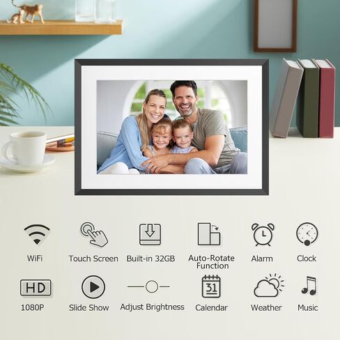 10.1" WiFi Digital Picture Frame YENOCK 32GB Smart Photo Frame IPS LCD Touch Screen Auto-Rotation Share Photos/Videos Instantly via Free APP,Mother's Day/Father's Day/Birthday/Christmas in Kuwait