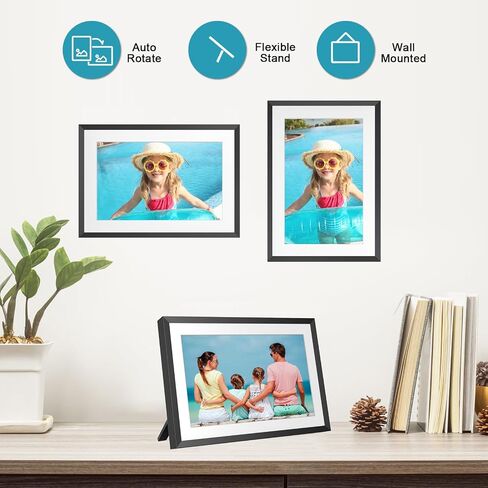 10.1" WiFi Digital Picture Frame YENOCK 32GB Smart Photo Frame IPS LCD Touch Screen Auto-Rotation Share Photos/Videos Instantly via Free APP,Mother's Day/Father's Day/Birthday/Christmas in Kuwait
