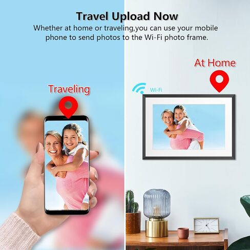 10.1" WiFi Digital Picture Frame YENOCK 32GB Smart Photo Frame IPS LCD Touch Screen Auto-Rotation Share Photos/Videos Instantly via Free APP,Mother's Day/Father's Day/Birthday/Christmas in Kuwait