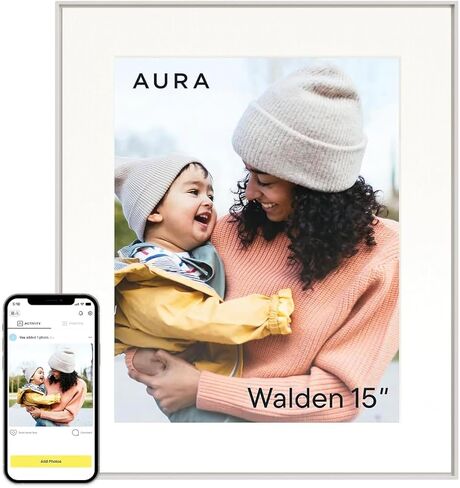 Aura HD Digital Picture Frame | Carver: The Best Frame for Gifting (Cool White Mat, 12") in Kuwait
