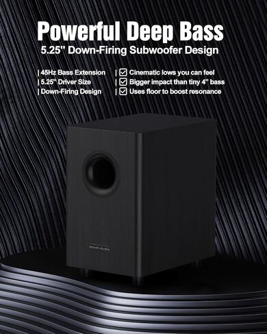 Wooden 5.1.2 Sound Bar for Smart TV, 4 Wired Surround Speakers, Virtual Surround Sound, Soundbar with 5.25'' Subwoofer, Home Theater Sound System for Small Room, with ARC/Opt/BT/AUX, HiPulse N512 in Kuwait