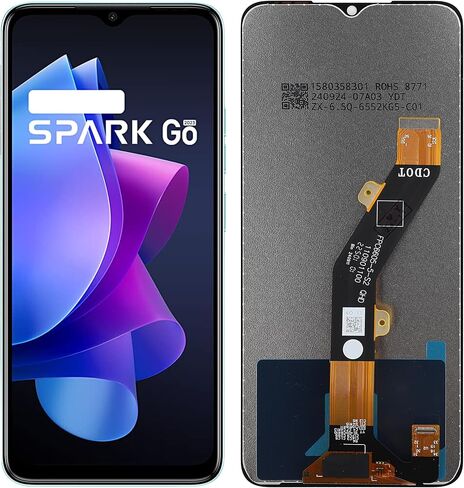 Replacement Compatible with Tecno Spark Go 2023 (Black Without Frame) LCD Display Touch Screen Digitizer Assembly with Repair Tools in Kuwait