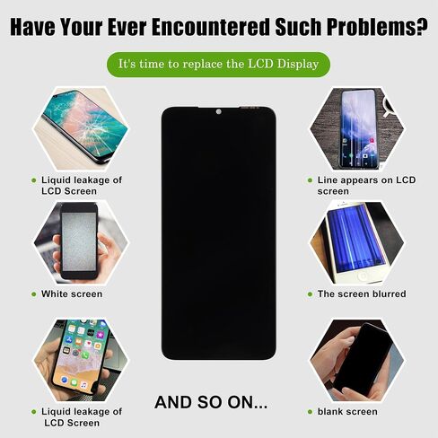 Replacement Compatible with Tecno Spark Go 2023 (Black Without Frame) LCD Display Touch Screen Digitizer Assembly with Repair Tools in Kuwait
