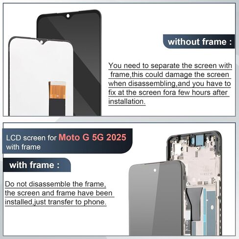 Incell Screen Replacement for Motorola Moto G 5G 2025 for Moto G 5G 2025 XT2513-1 XT2513-2 XT2513V LCD Display Touch Screen Assembly with Repair Tools (with Frame) in Kuwait