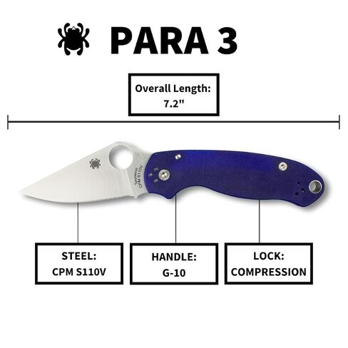 Spyderco Para 3 Folding Pocket Knife, PlainEdge in Kuwait