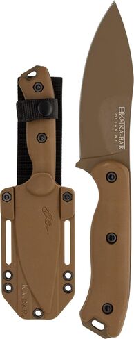 KA-BAR BK19 Becker Nessmuk Fixed Blade Knife 4.312" Drop Point 1095 Cro-Van Bronze Blade Ultramid Handle Tan in Kuwait