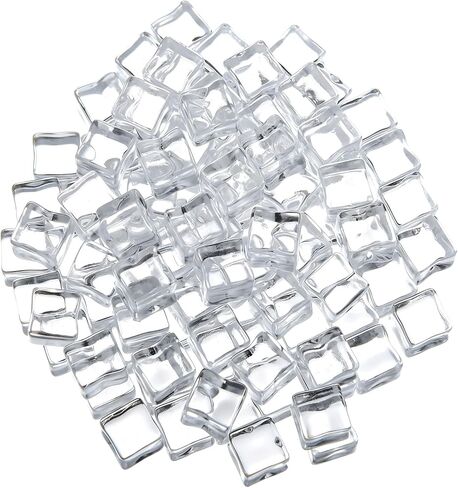 100PCS 12mm Fake Ice Cubes, Clear Acrylic Faux Ice Squares, Mini Plastic Reusable Ices Cubes for Bar Decor, Photography Props, Vase Fillers, DIY Crafts, Party Tabletop Decorations 0.47 × 0.47 inches in Kuwait