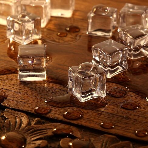100PCS 12mm Fake Ice Cubes, Clear Acrylic Faux Ice Squares, Mini Plastic Reusable Ices Cubes for Bar Decor, Photography Props, Vase Fillers, DIY Crafts, Party Tabletop Decorations 0.47 × 0.47 inches in Kuwait