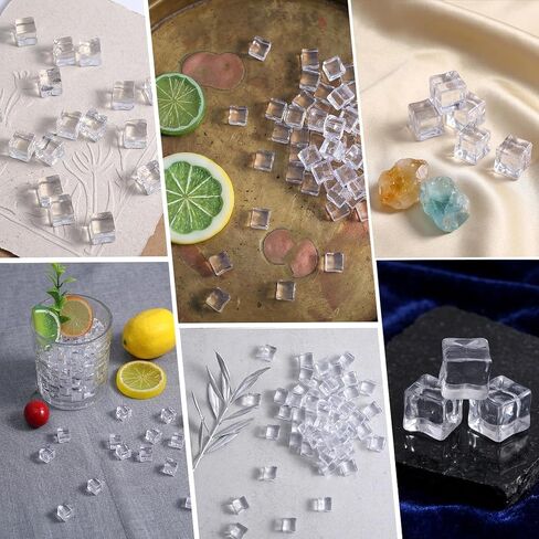 100PCS 12mm Fake Ice Cubes, Clear Acrylic Faux Ice Squares, Mini Plastic Reusable Ices Cubes for Bar Decor, Photography Props, Vase Fillers, DIY Crafts, Party Tabletop Decorations 0.47 × 0.47 inches in Kuwait