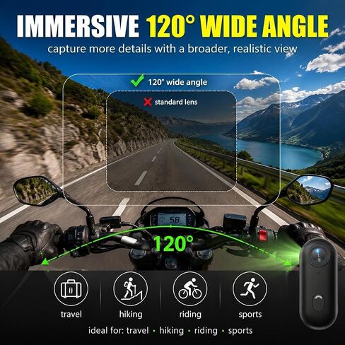 Winnes 4K Mini Body Camera, Action Body Cam Thumb Sports Camera Hands Free Waterproof 30M POV Video Recording Wearable with Necklace,Magnetic Clip,Helmet Cam for Cycling,Ski,Motorcycle,Pets-Black in Kuwait