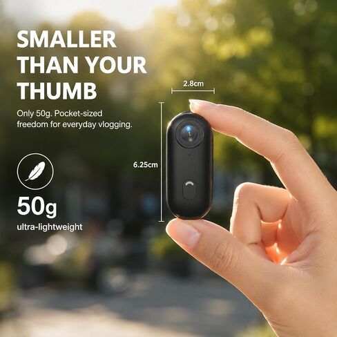 Winnes 4K Mini Body Camera, Action Body Cam Thumb Sports Camera Hands Free Waterproof 30M POV Video Recording Wearable with Necklace,Magnetic Clip,Helmet Cam for Cycling,Ski,Motorcycle,Pets-Black in Kuwait