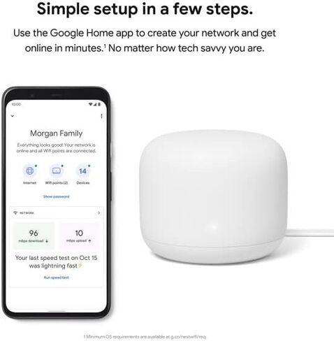 Google Nest WiFi - AC2200 (2nd Generation) Router and Add On Access Point Mesh Wi-Fi System (Add On Access Point ONLY - Router Sold Separately - Mist (Sand) (Renewed) in Kuwait
