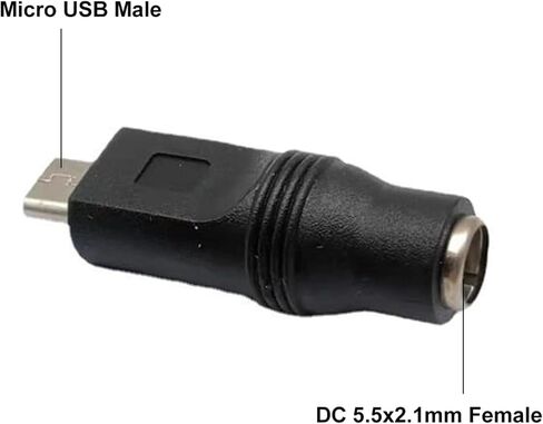 NEORTX DC 5.5x2.1mm to Micro USB 5V Power Adapter, Female Barrel Jack to Micro-USB B Male Charging Connector in Kuwait