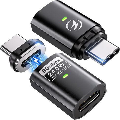 240W USB C Magnetic Adapter, 2 Pack 24 Pin Straight Adapter Dust Plug | 80Gbps Data 16K Video Transfer, PD Fast Charging Magnetic USB C Adapter for Thunderbolt 5, MacBook Pro/Air, Samsung Galaxy in Saudi Arabia