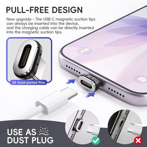 240W USB C Magnetic Adapter, 2 Pack 24 Pin Straight Adapter Dust Plug | 80Gbps Data 16K Video Transfer, PD Fast Charging Magnetic USB C Adapter for Thunderbolt 5, MacBook Pro/Air, Samsung Galaxy in Saudi Arabia