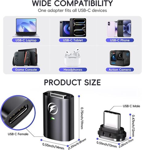 240W USB C Magnetic Adapter, 2 Pack 24 Pin Straight Adapter Dust Plug | 80Gbps Data 16K Video Transfer, PD Fast Charging Magnetic USB C Adapter for Thunderbolt 5, MacBook Pro/Air, Samsung Galaxy in Saudi Arabia