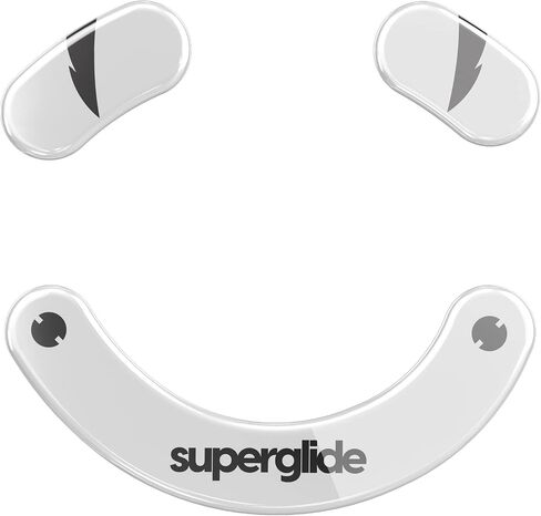 Superglide Glass Mouse Skates - Super Smooth Glide, Polished Round Edge, Super Fast Gaming Mouse Feet with Durable Sole for Razer Deathadder v3 Pro (Type-S, White) in Kuwait