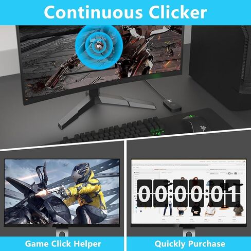 Mouse Jiggler Undetectable, USB Mover, Gaming Automatic Continuous Click Device, Plug & Play, Simulate Mouse Pointer Movement to Prevent PC Sleep in Kuwait