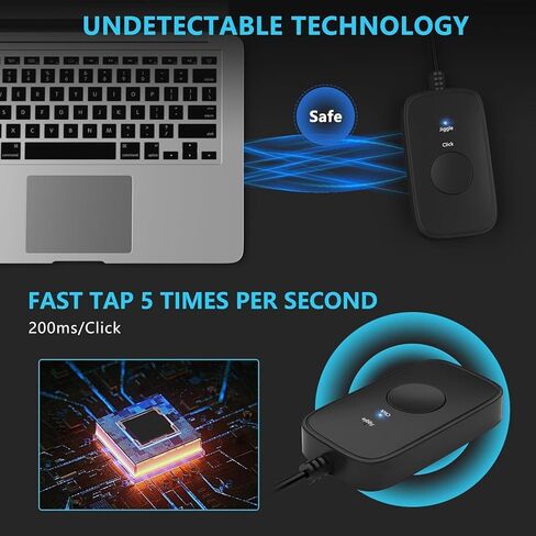 Mouse Jiggler Undetectable, USB Mover, Gaming Automatic Continuous Click Device, Plug & Play, Simulate Mouse Pointer Movement to Prevent PC Sleep in Kuwait