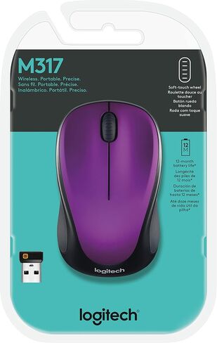 Logitech Wireless Mouse m317 with Unifying Receiver, Vivid Violet in Kuwait