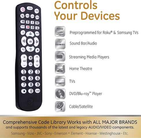 GE Color Select Backlit Buttons Universal Remote Control, Samsung TV Remote in Kuwait