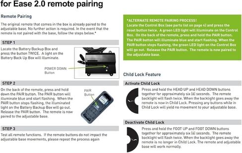 RF399A RF368B Replacement Remote Control for Sealy Ease 1.0/2.0/3.0/4.0 Adjustable Bed, Compatible with Serta Motion Essentials 3rd Gen/Tempurpedic/Ergo Adjustable Bed Base JLDK.30.03.20 in Kuwait
