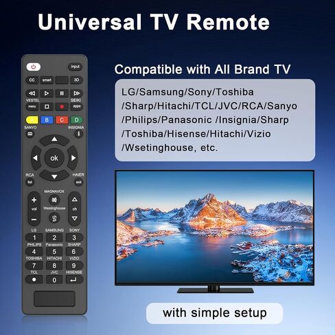 Universal TV Remote Control Compatible with Samsung/LG/Vizio/Hisense/Sony/Philips/Onn/Sharp/RCA/Element/Westinghouse/Sanyo/Emerson TV and More Brand Smart TVs in Kuwait