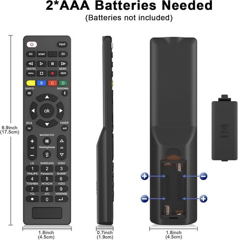 Universal TV Remote Control Compatible with Samsung/LG/Vizio/Hisense/Sony/Philips/Onn/Sharp/RCA/Element/Westinghouse/Sanyo/Emerson TV and More Brand Smart TVs in Kuwait