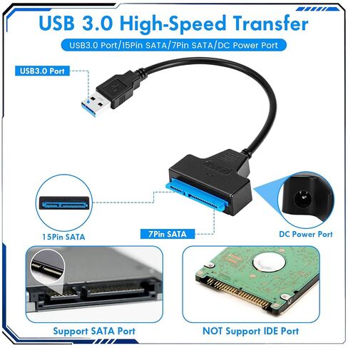 20 Pack USB to SATA Adapter Cable USB 3.0 Hard Drive Adapter for SSD HDD in Kuwait
