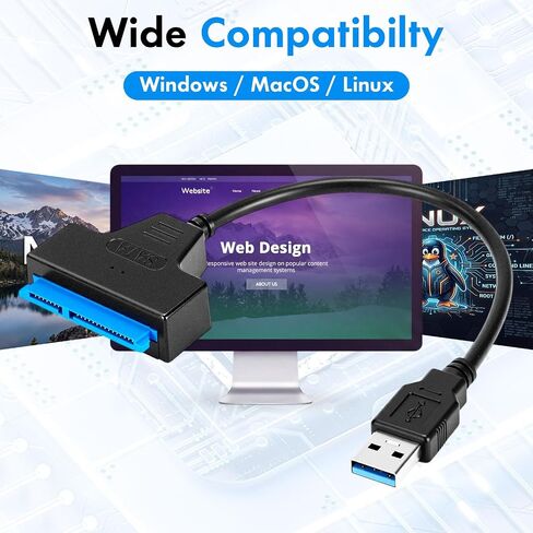 20 Pack USB to SATA Adapter Cable USB 3.0 Hard Drive Adapter for SSD HDD in Kuwait