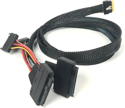 Micro SATA Cables| SlimSAS 8i (SFF-8654) Cable to Two U.2 Connectors for High-Speed Data Transfer 100cm in Kuwait
