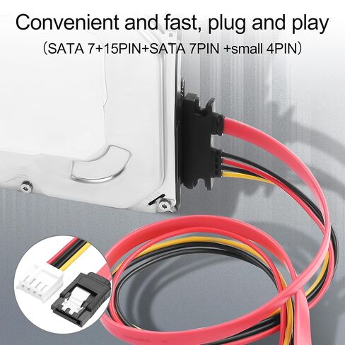 SATA 22pin (7+15) Data Power Combo Cable, Floppy 4Pin to SATA 22Pin Adapter, SATA III 6Gbps Integrated Cable for HDD SSD Optical Drive Desktop PC Internal Drive - 15.7in/40cm in Kuwait
