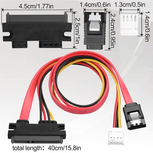 SATA 22pin (7+15) Data Power Combo Cable, Floppy 4Pin to SATA 22Pin Adapter, SATA III 6Gbps Integrated Cable for HDD SSD Optical Drive Desktop PC Internal Drive - 15.7in/40cm in Kuwait