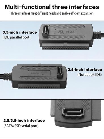 YACSEJAO USB 2.0 to SATA IDE Converter Cable Adapter, Black, 1.8FT/0.55M in Kuwait