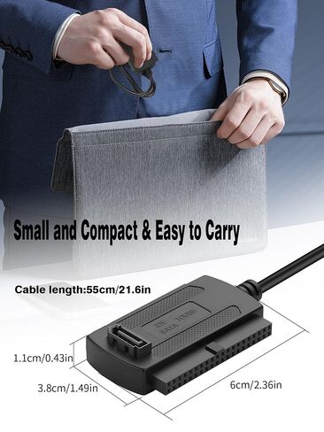 YACSEJAO USB 2.0 to SATA IDE Converter Cable Adapter, Black, 1.8FT/0.55M in Kuwait