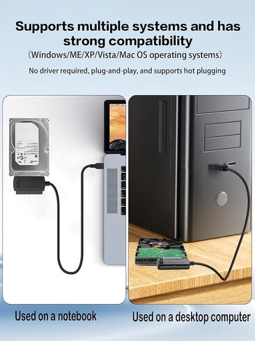 YACSEJAO USB 2.0 to SATA IDE Converter Cable Adapter, Black, 1.8FT/0.55M in Kuwait