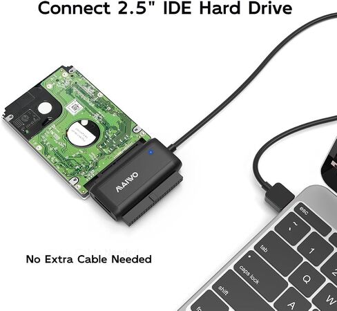 MAIWO SATA IDE to USB 3.0 Adapter Cable, Hard Drive Reader Converter for 2.5/3.5 Inch IDE HDD, 2.5/3.5 Inch SATA HDD/SSD, 5.25 Inch DVD/CD Drive, 12V 2A Power Adapter in Kuwait