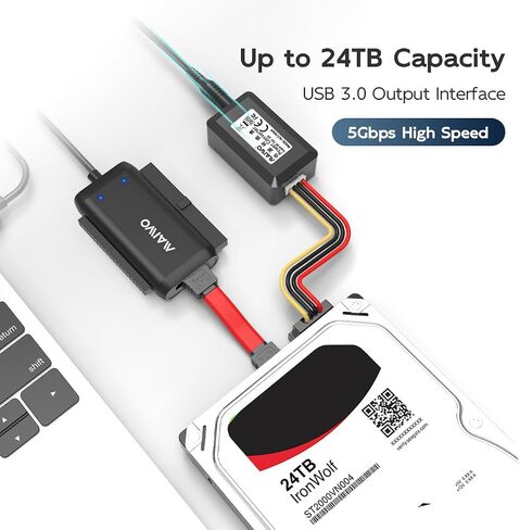 MAIWO SATA IDE to USB 3.0 Adapter Cable, Hard Drive Reader Converter for 2.5/3.5 Inch IDE HDD, 2.5/3.5 Inch SATA HDD/SSD, 5.25 Inch DVD/CD Drive, 12V 2A Power Adapter in Kuwait
