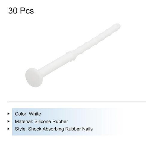 Generic 30PCS Fan Shock Absorbing Rubber Nail, Long Style Computer Hardware Cooling Fan Screws Anti Noise Shockproof Silicone Rubber Cooler for PC, White in Kuwait