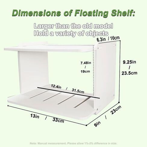 2-Be-Best Projector Mount Shelf, Projector Wall Mount Shelf 2 Layers Floating Shelves Wall Hanging Shelves for Router Projectors Camera TV Accessories 2 Installation Methods White in Kuwait