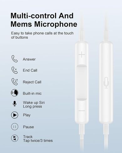 Wired Lightning Ear Buds for iPhone 14 13, Apple Pods Headphones Earphones in Kuwait