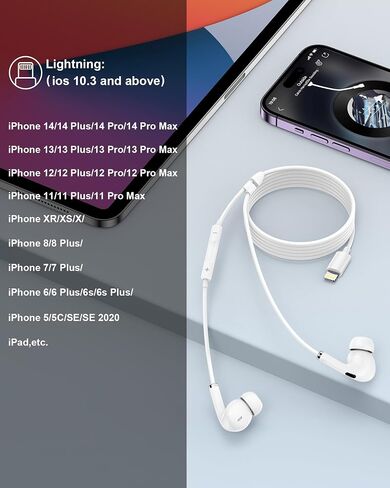 Wired Lightning Ear Buds for iPhone 14 13, Apple Pods Headphones Earphones in Kuwait