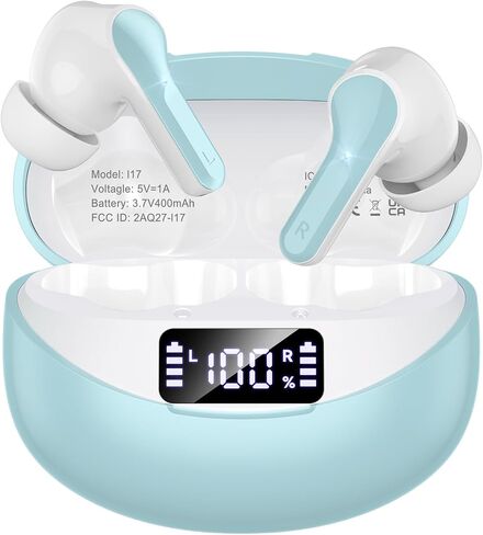 Wireless Earbuds, Bluetooth 5.3 Headphones HiFi Stereo 50H Playback LED Digital Display Ear Buds with ENC Noise Canceling Headset, IPX7 Waterproof Earphones Pure Light Purple in Kuwait